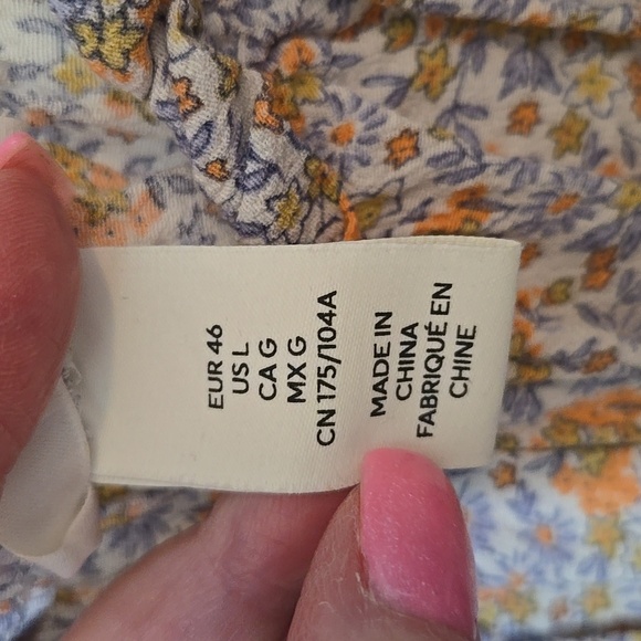 H&M Floral Midi Front Split Left Side Zip Ruffle On Off Shoulder Sleeve Pretty - Picture 3 of 7